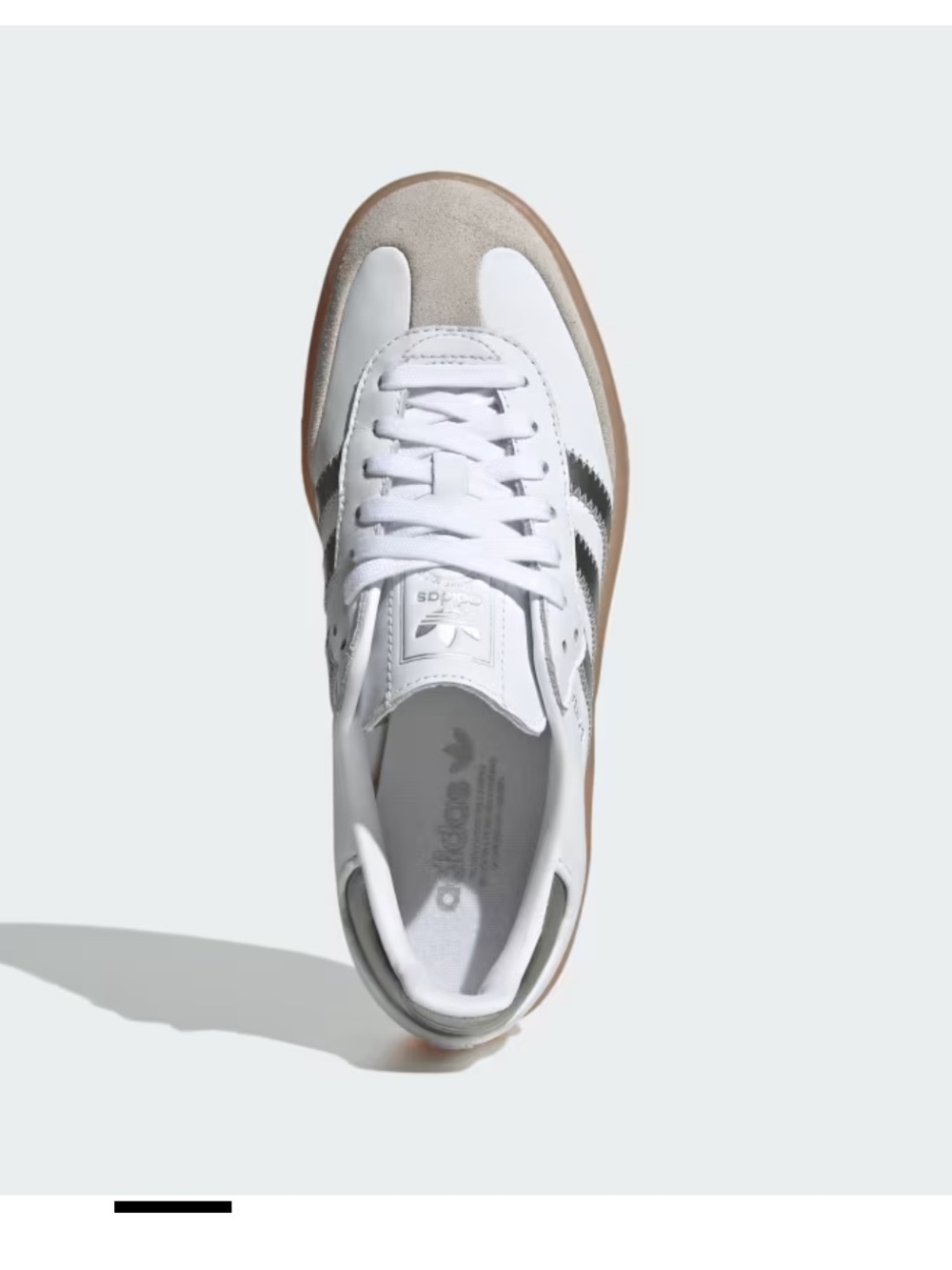adidas Samba Platform Women's White Silver Sneakers with Gum Sole - Picture 3 of 5